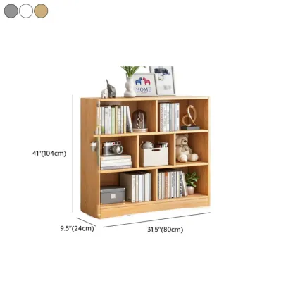 Simple Natural Finish Modular Vertical Wood Bookcase Image - 25