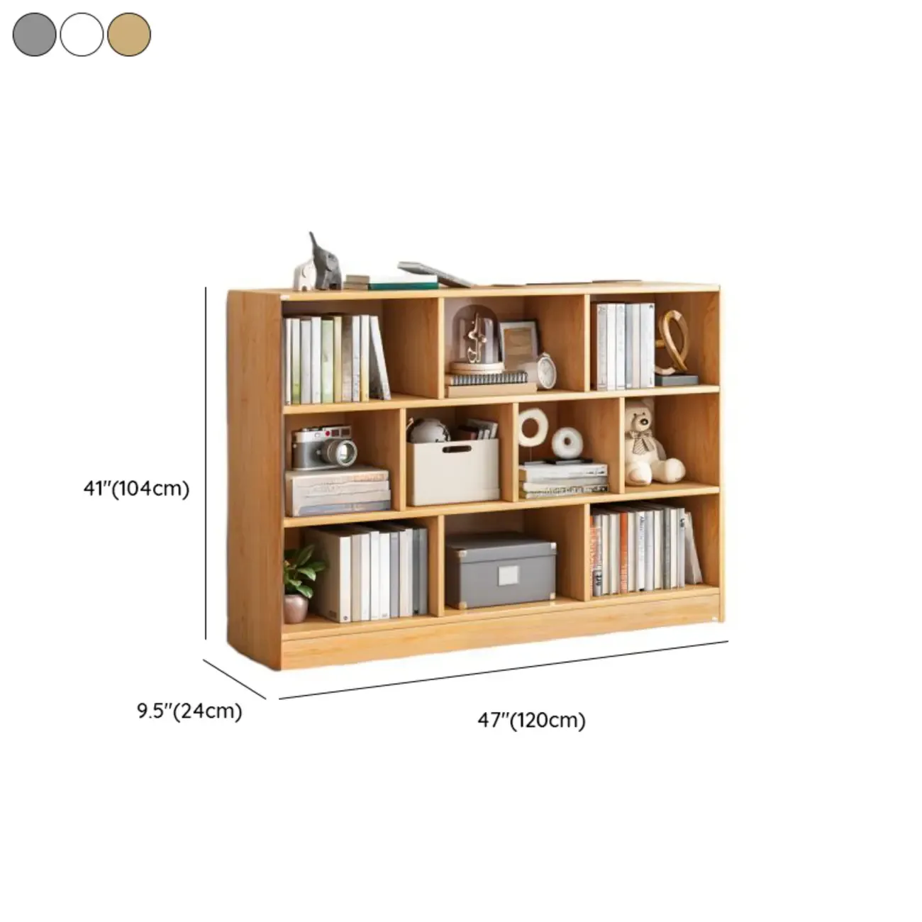 Simple Natural Finish Modular Vertical Wood Bookcase Image - 27