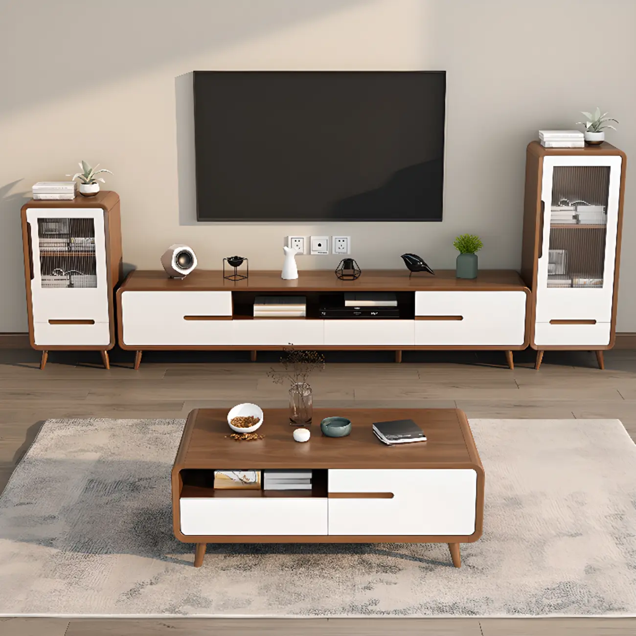 Modern Wooden TV Stand with Storage for Living Room | homeyfad