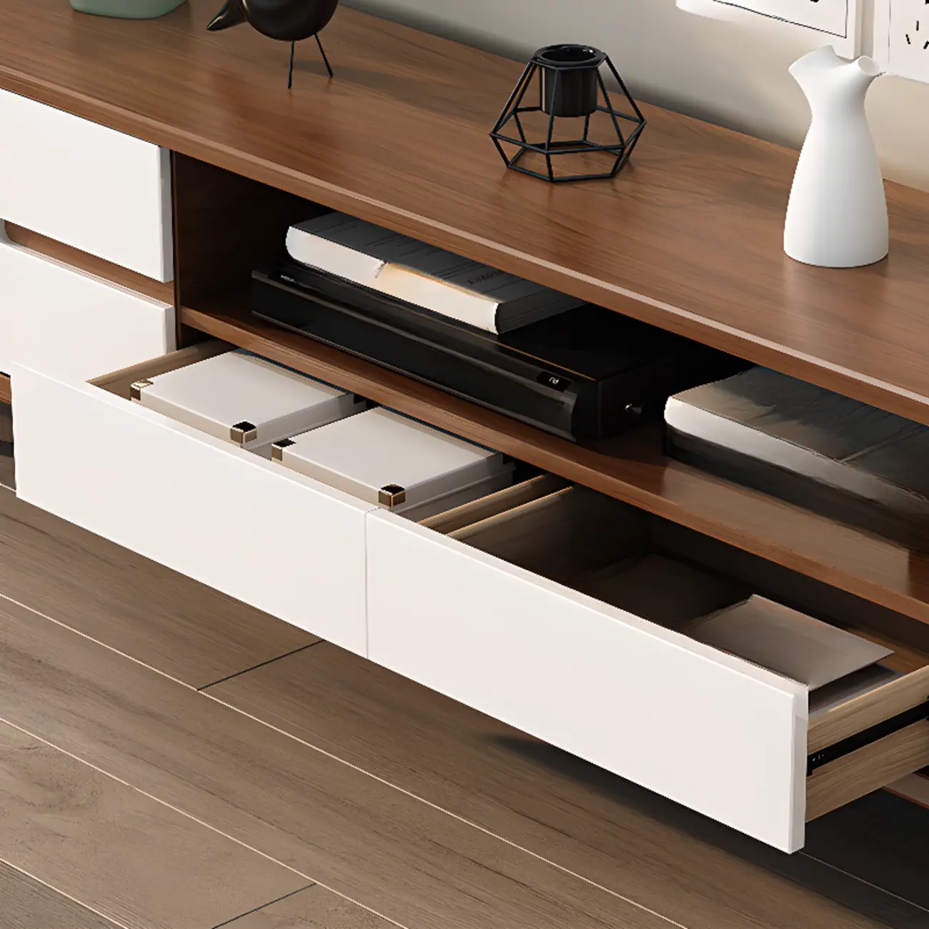 Modern Wooden TV Stand with Storage for Living Room | homeyfad