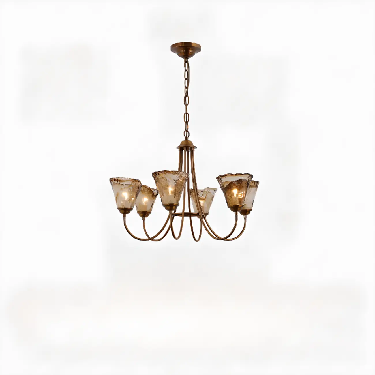 5/6 Lights Modern Bud Gold Glass Amber Chandelier Image - 4 | homeyfad