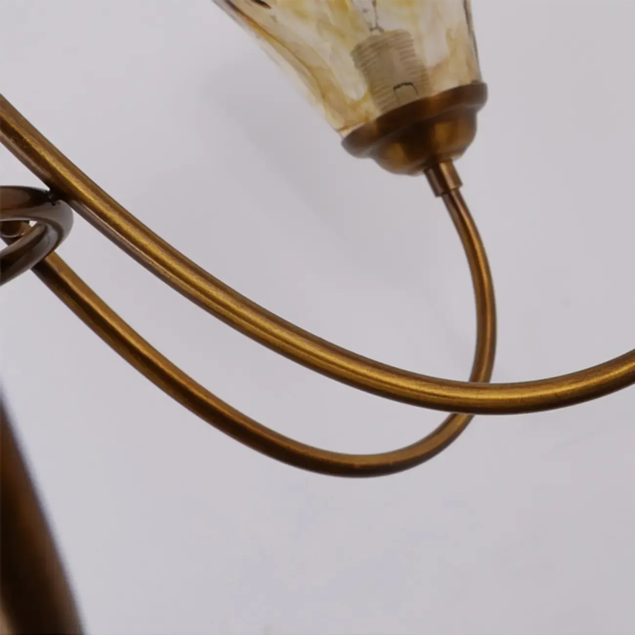 5/6 Lights Modern Bud Gold Glass Amber Chandelier Image - 6