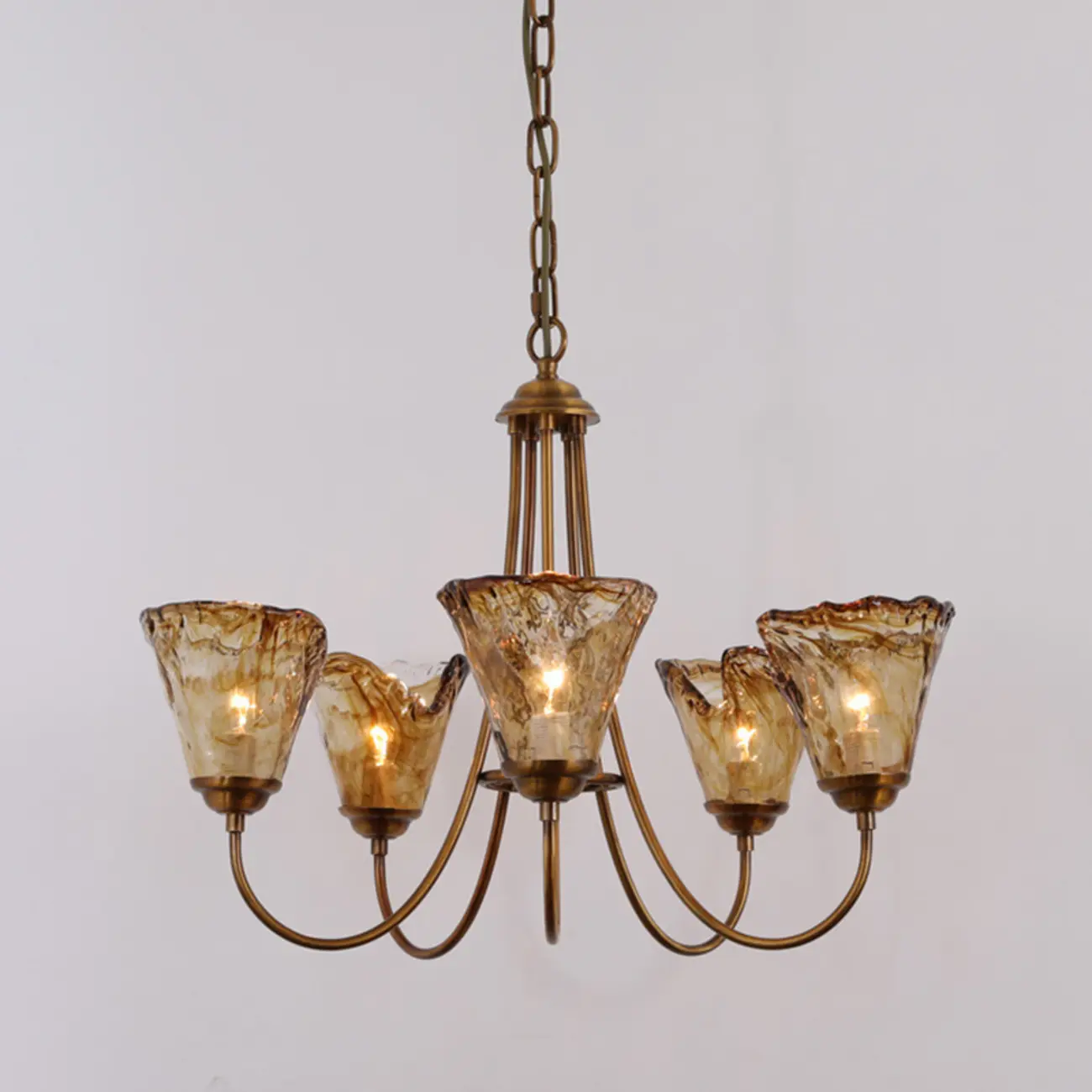 5/6 Lights Modern Bud Gold Glass Amber Chandelier Image - 2 | homeyfad