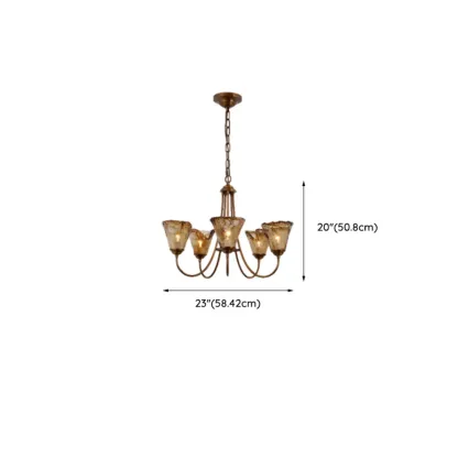 5/6 Lights Modern Bud Gold Glass Amber Chandelier #size