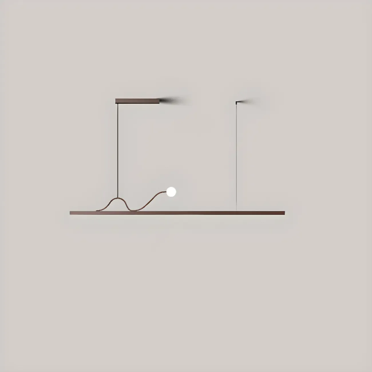 2-Light Rectangle Slim Linear Walnut Island Pendant Lights  Image - 4