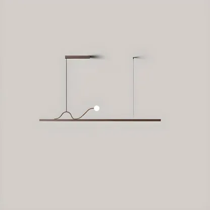 2-Light Rectangle Slim Linear Walnut Island Pendant Lights  Image - 4