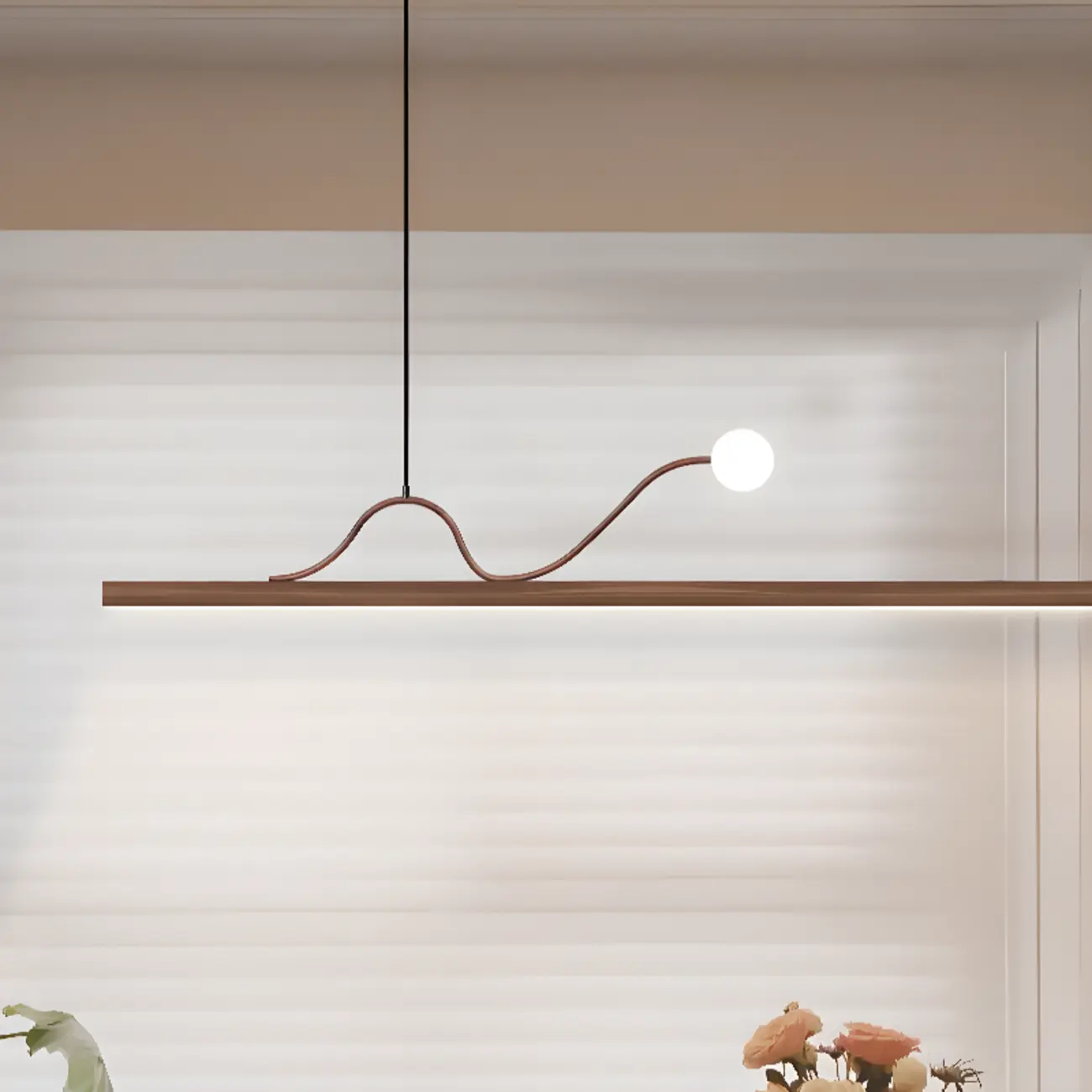 2-Light Rectangle Slim Linear Walnut Island Pendant Lights  Image - 2 | homeyfad