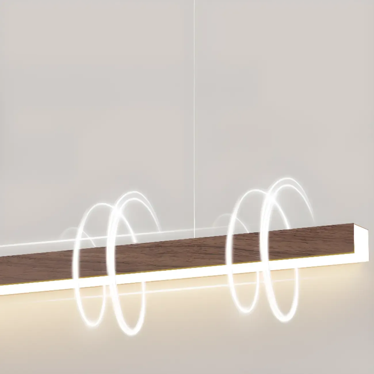 2-Light Rectangle Slim Linear Walnut Island Pendant Lights  Image - 7