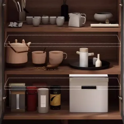 Casual Brown Wood Sideboard with Glass Doors Image - 9