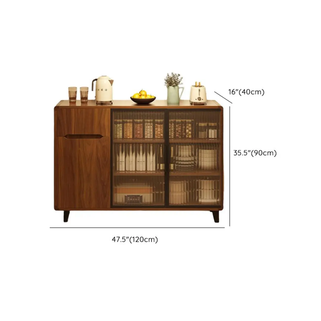 Casual Brown Wood Sideboard with Glass Doors #size | homeyfad