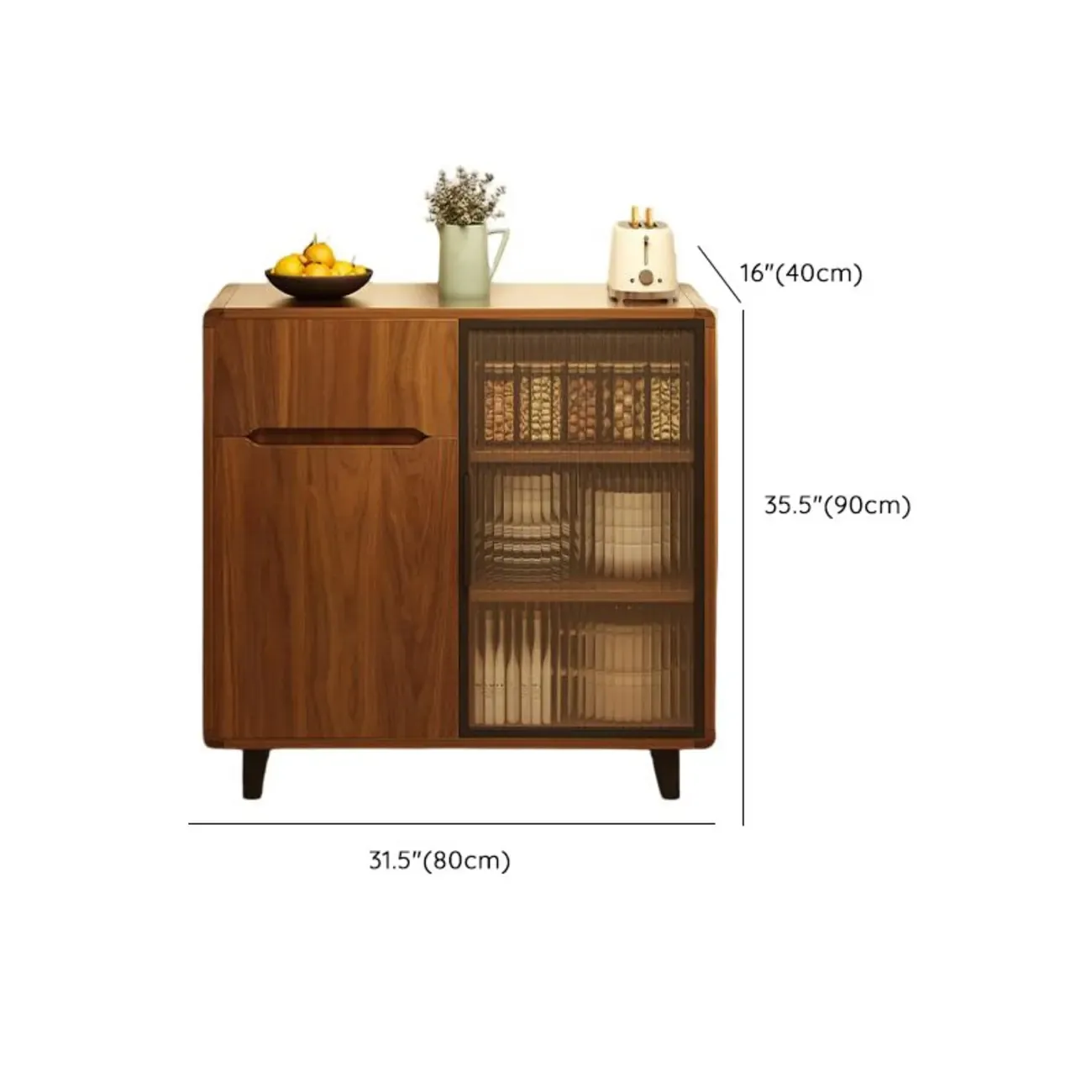 Casual Brown Wood Sideboard with Glass Doors Image - 18