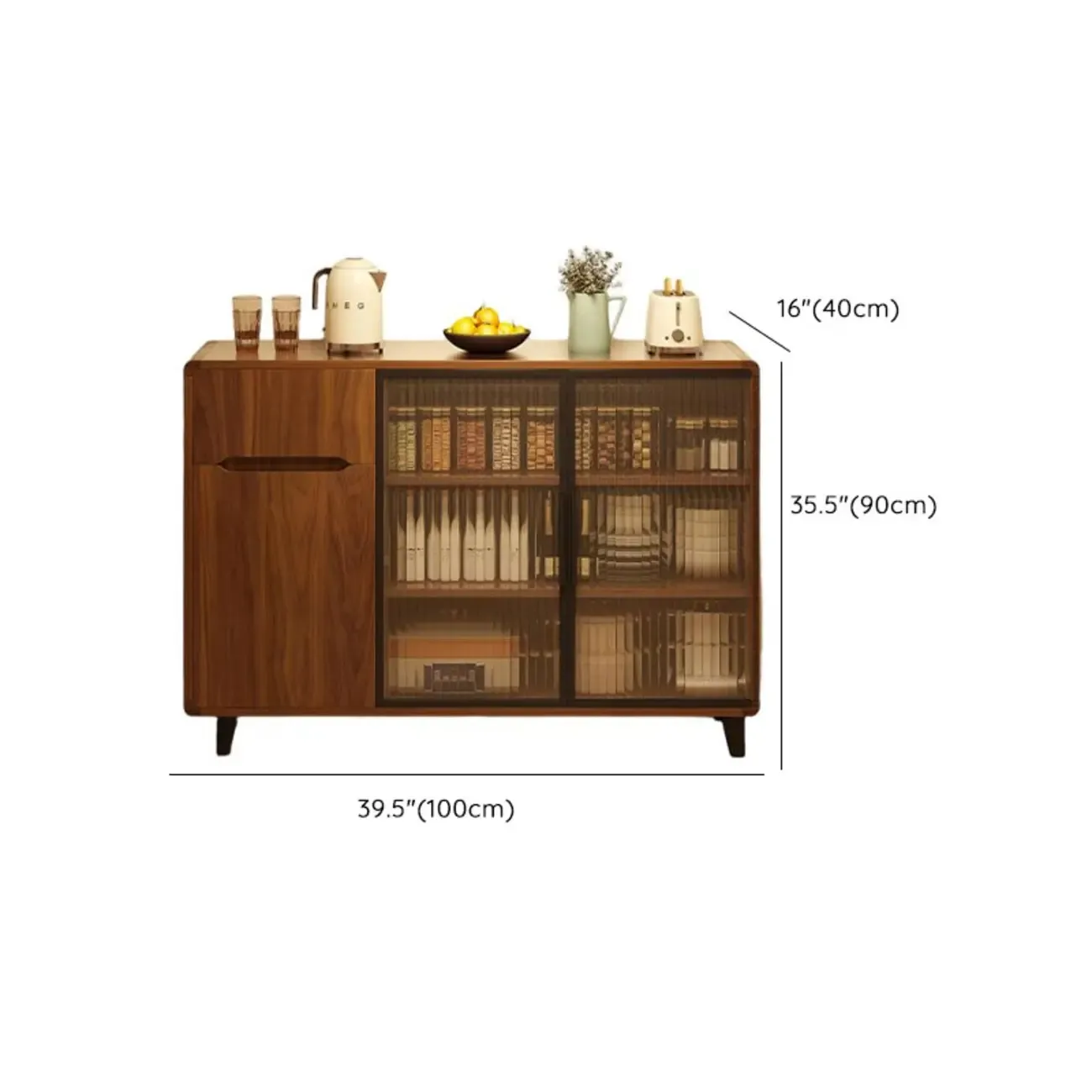 Casual Brown Wood Sideboard with Glass Doors Image - 19