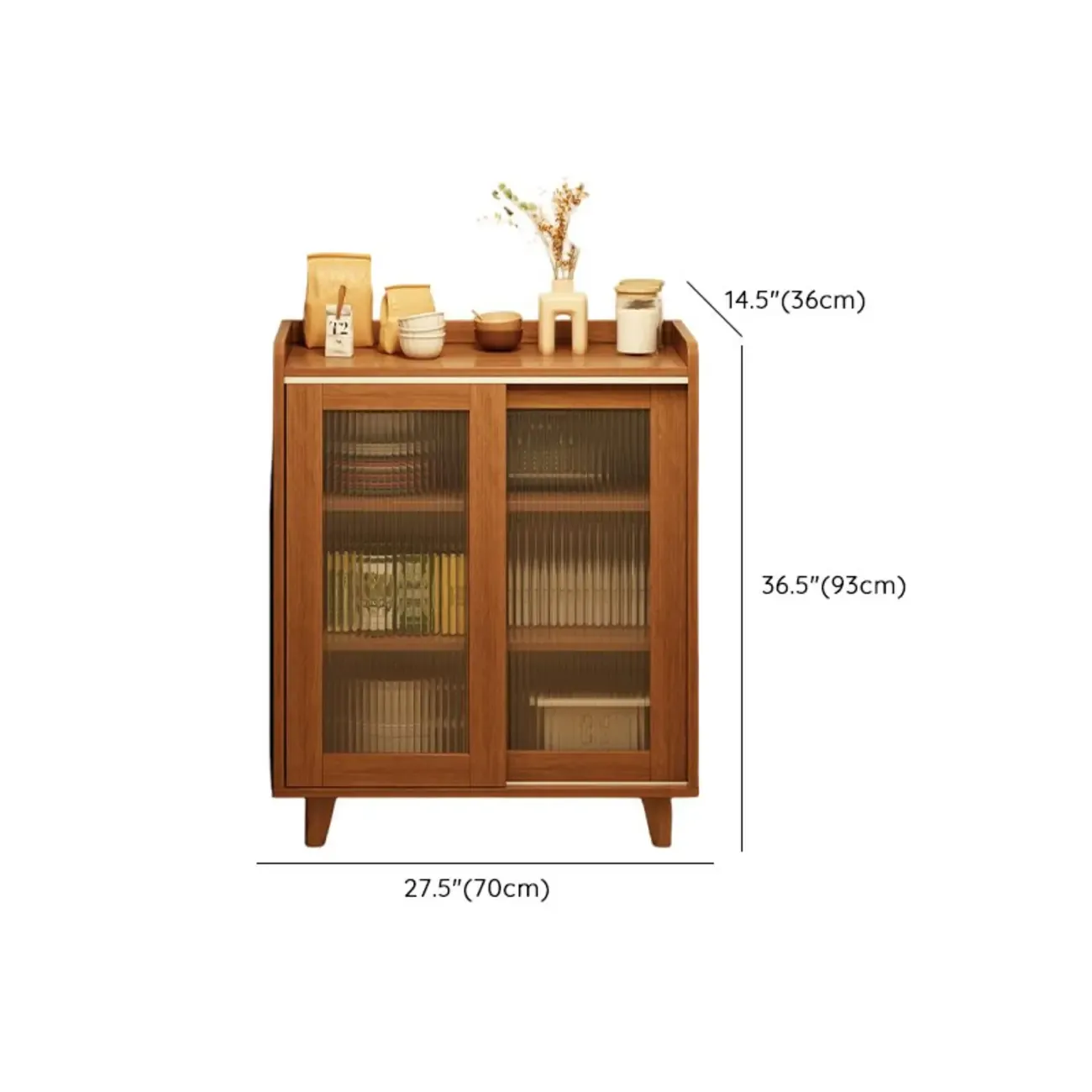 Casual Brown Wood Sideboard with Glass Doors Image - 21