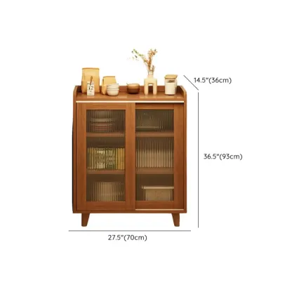 Casual Brown Wood Sideboard with Glass Doors Image - 21