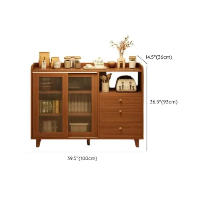 Casual Brown Wood Sideboard with Glass Doors Image - 22