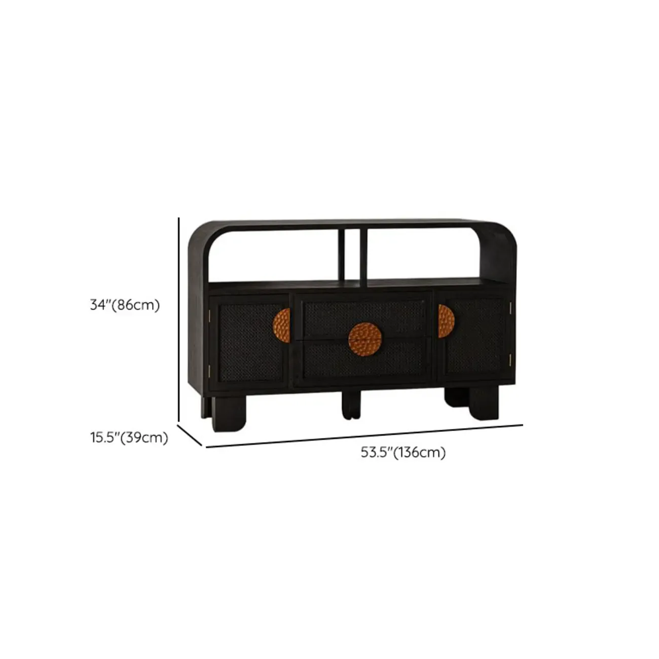 Charcoal Black Casual Storage Sideboard with Drawers Image - 15