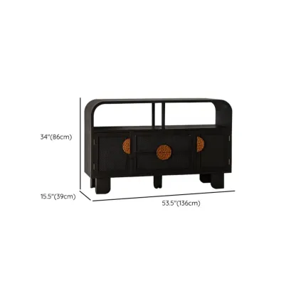 Charcoal Black Casual Storage Sideboard with Drawers Image - 15