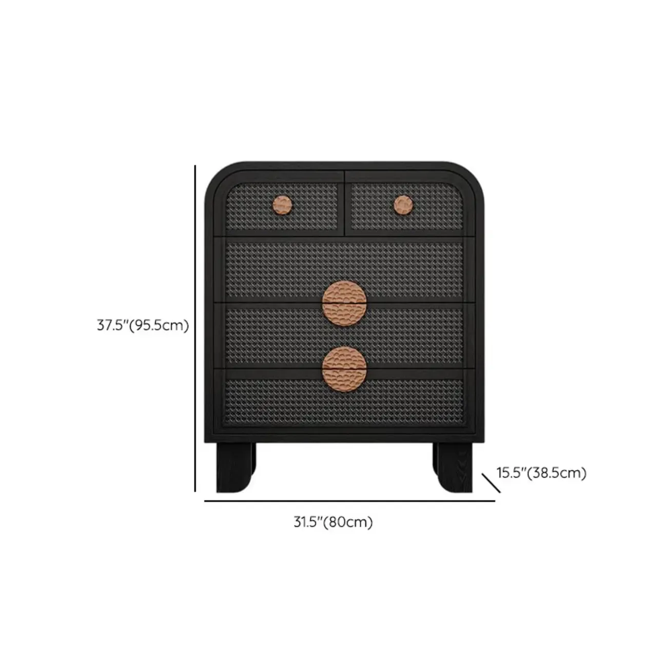 Charcoal Black Casual Storage Sideboard with Drawers Image - 16