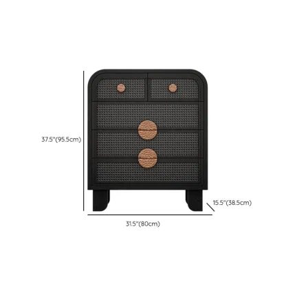 Charcoal Black Casual Storage Sideboard with Drawers Image - 16