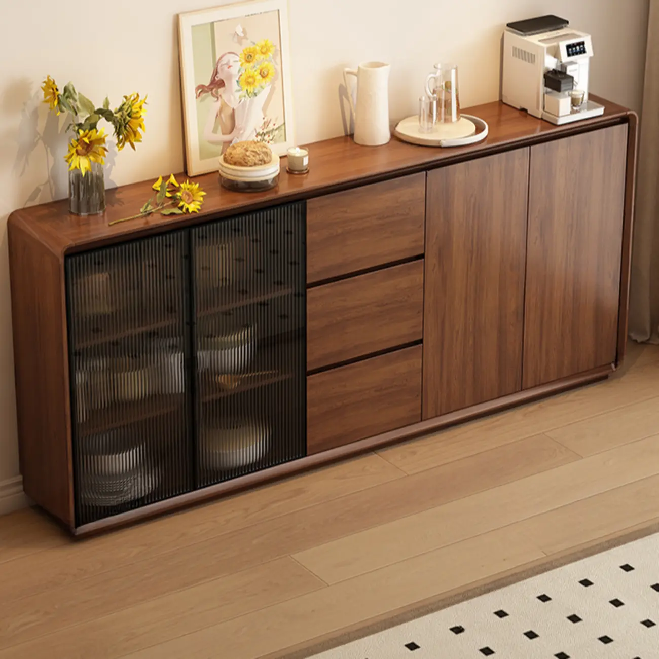 Casual Espresso Wood Sideboard with Drawers Image - 2 | homeyfad