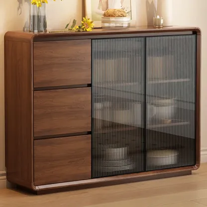 Casual Espresso Wood Sideboard with Drawers Image - 15