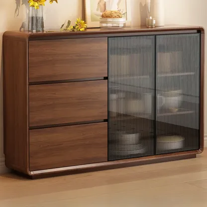 Casual Espresso Wood Sideboard with Drawers Image - 16