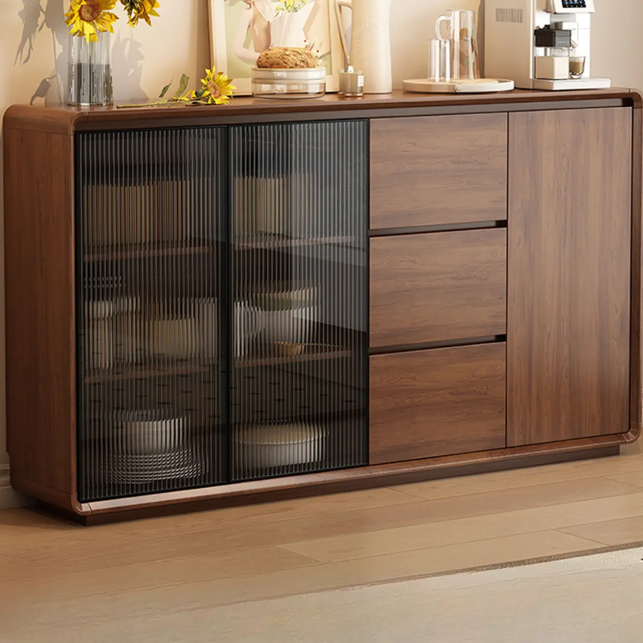 Casual Espresso Wood Sideboard with Drawers Image - 14 | homeyfad