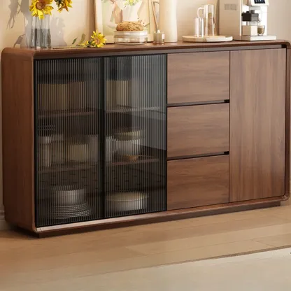 Casual Espresso Wood Sideboard with Drawers Image - 14