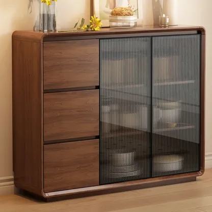 Casual Espresso Wood Sideboard with Drawers Image - 12