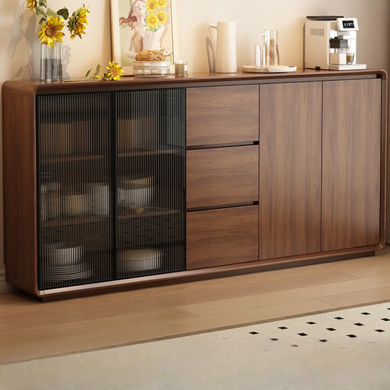 Casual Espresso Wood Sideboard with Drawers Image - 1 | homeyfad