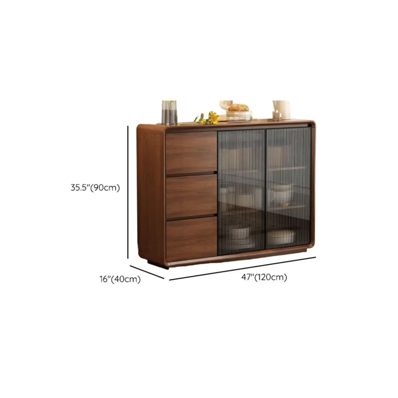 Casual Espresso Wood Sideboard with Drawers #size