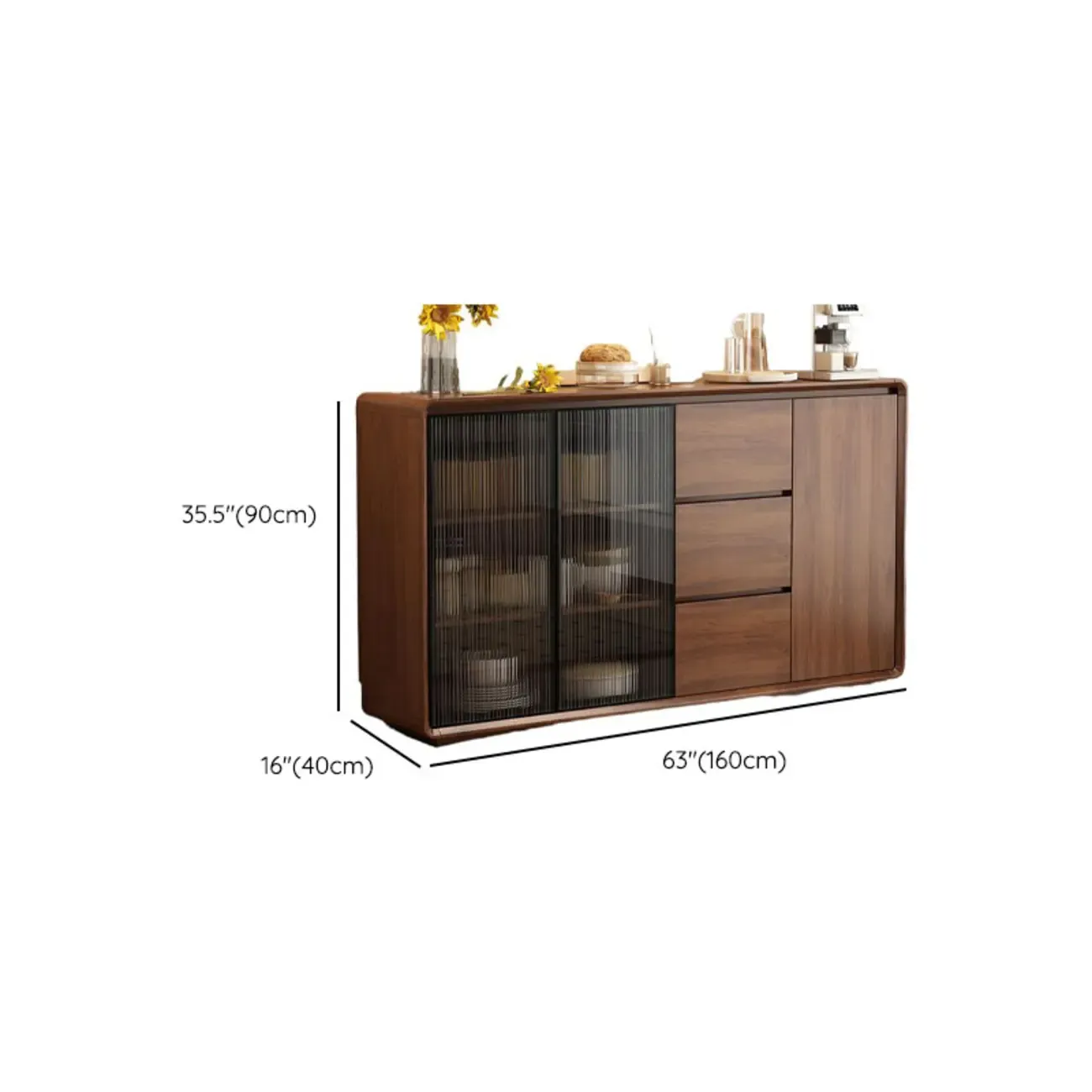 Casual Espresso Wood Sideboard with Drawers Image - 23