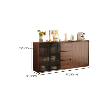 Casual Espresso Wood Sideboard with Drawers Image - 26