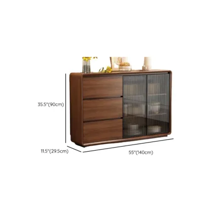 Casual Espresso Wood Sideboard with Drawers Image - 29
