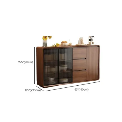 Casual Espresso Wood Sideboard with Drawers Image - 30