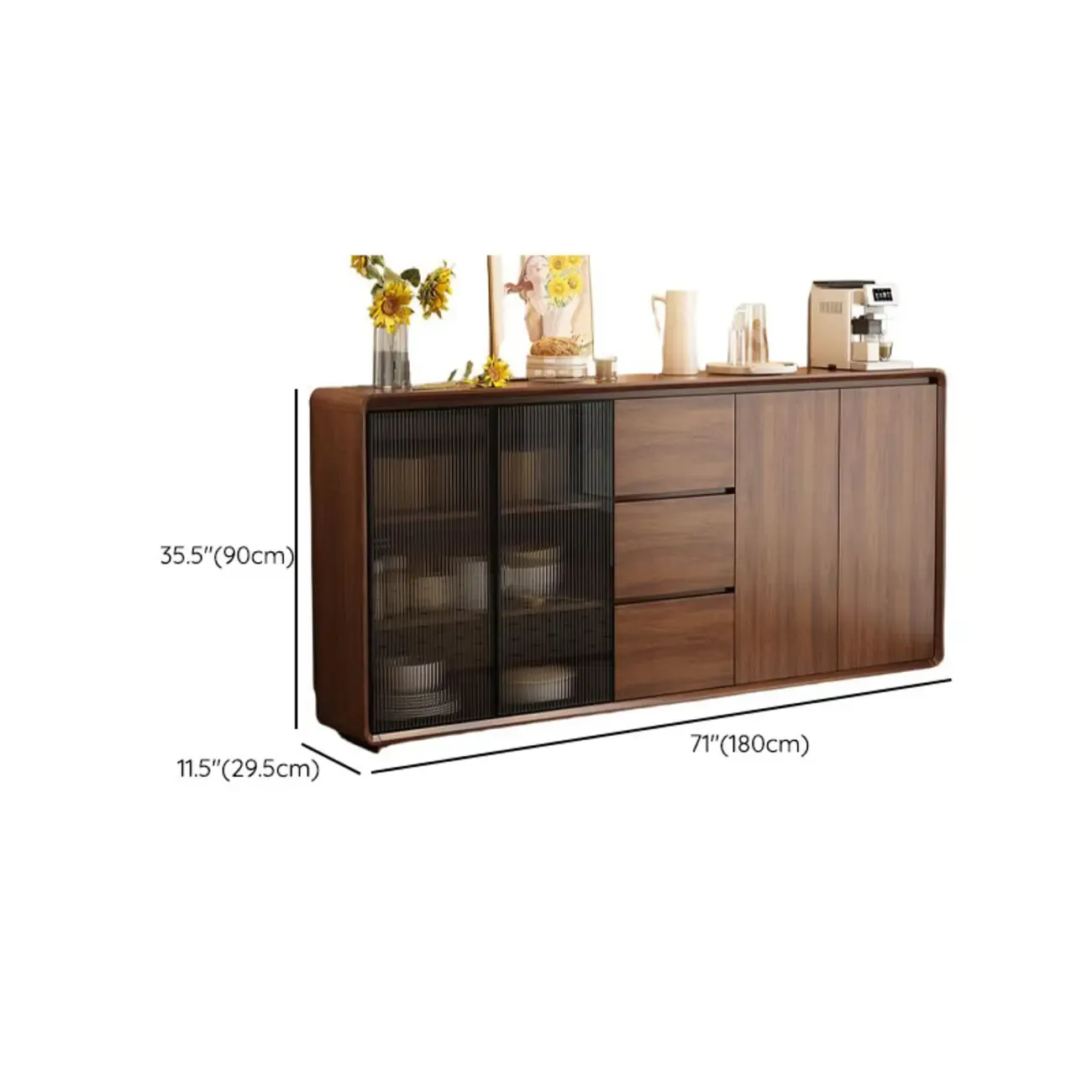 Casual Espresso Wood Sideboard with Drawers Image - 31