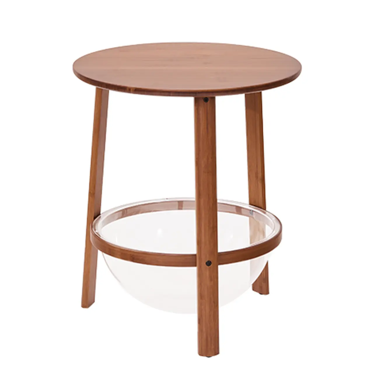 Walnut Round Wood Tripod Base Storage Ring End Table Image - 3 | homeyfad