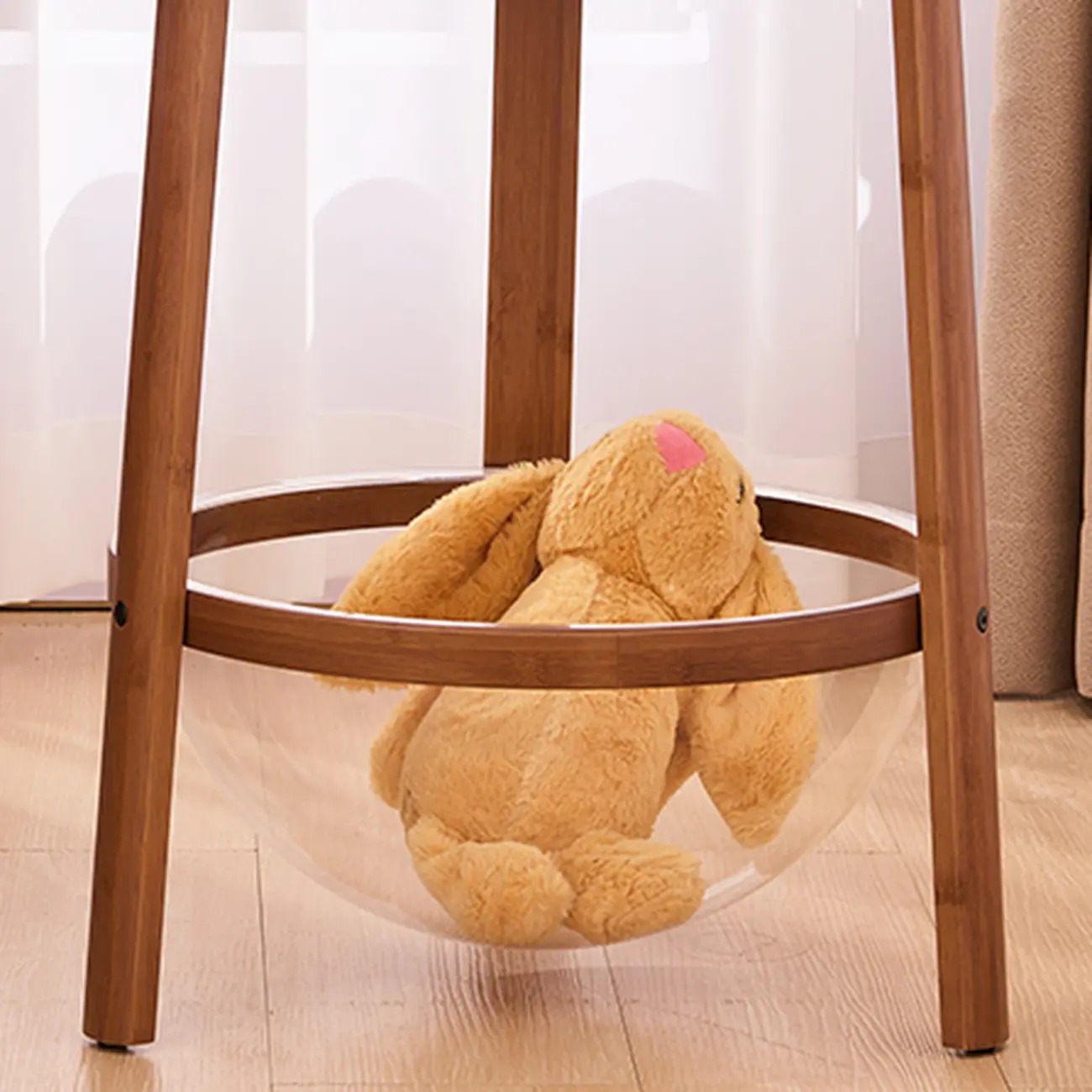 Walnut Round Wood Tripod Base Storage Ring End Table Image - 7 | homeyfad