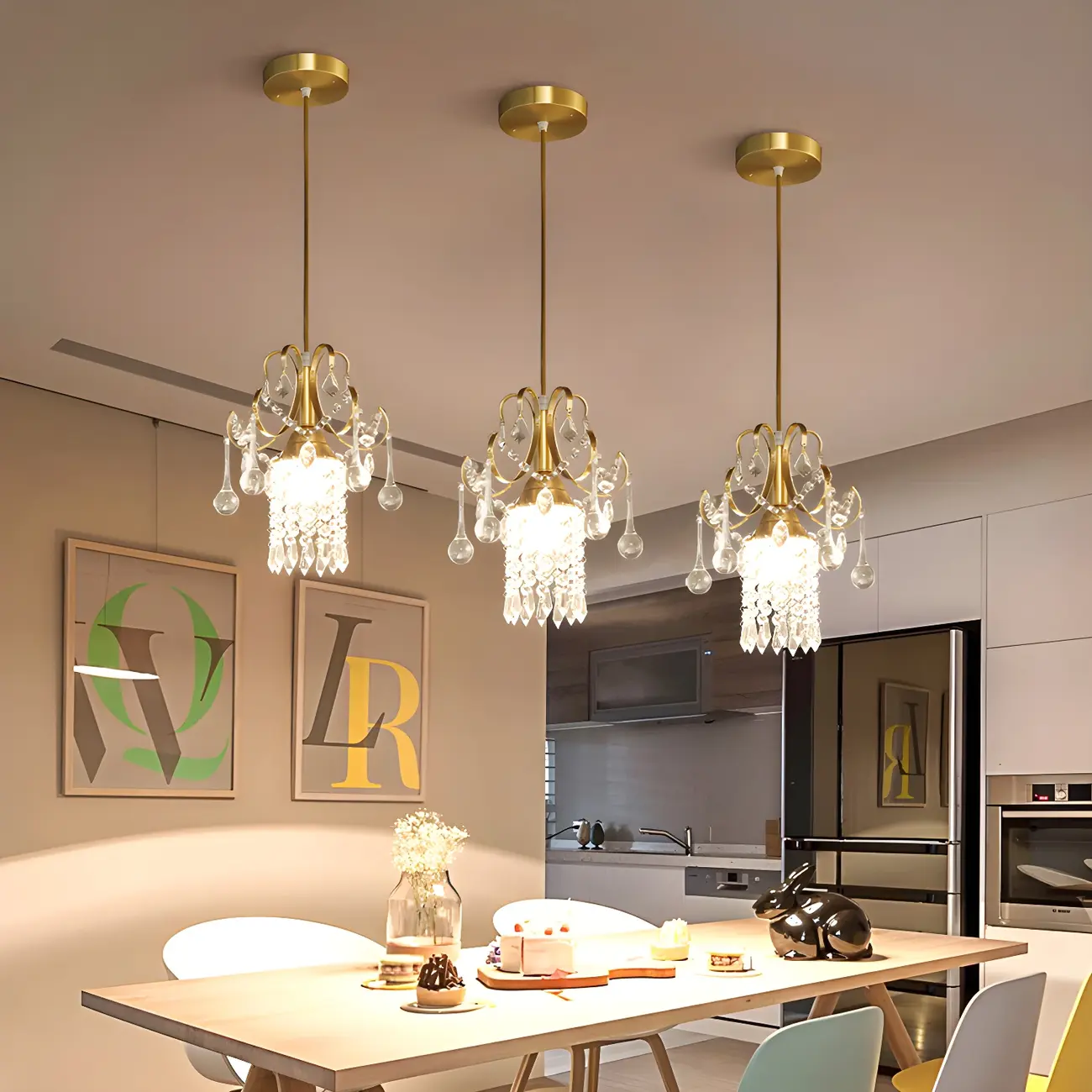 Luxury Gold Crystal Accent Pendant Light Image - 1 | homeyfad