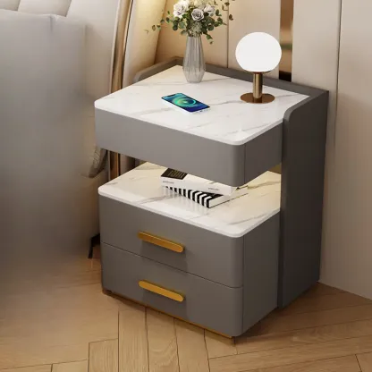 LED Wireless Charging Drawer Storage Nightstand Image - 1