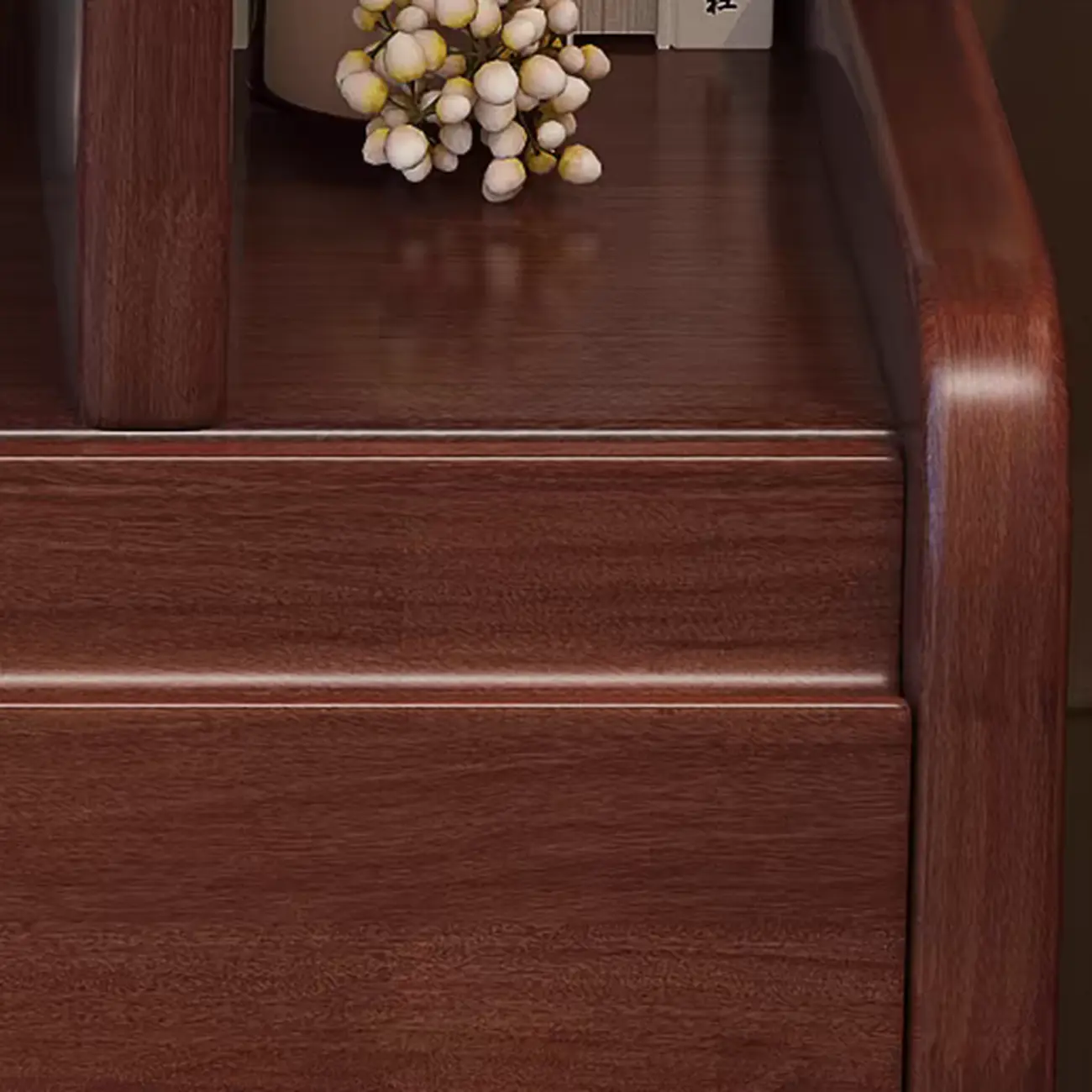 Classic Wooden Nut-Brown Nightstand with Drawer & Shelf Image - 5 | homeyfad