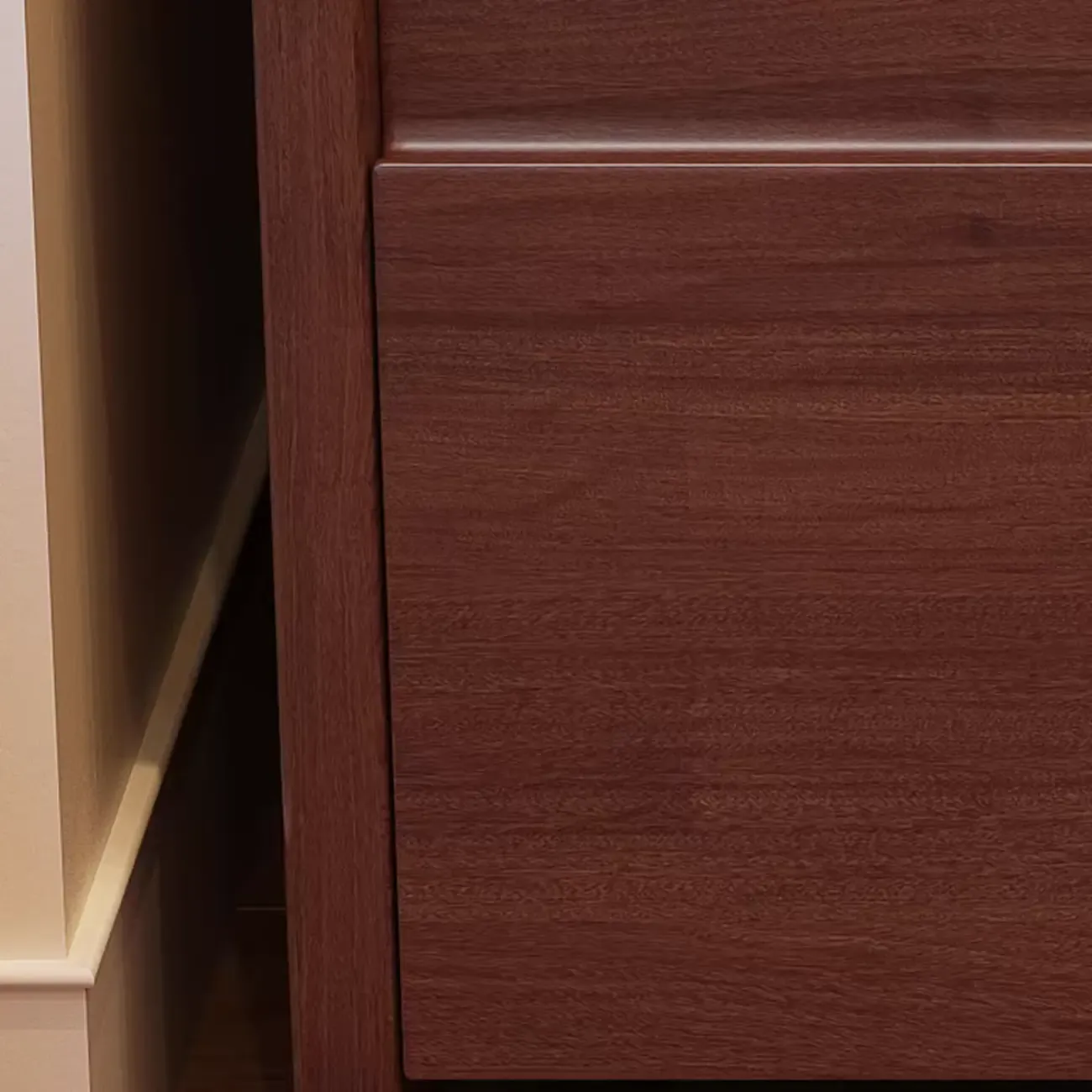 Classic Wooden Nut-Brown Nightstand with Drawer & Shelf Image - 8