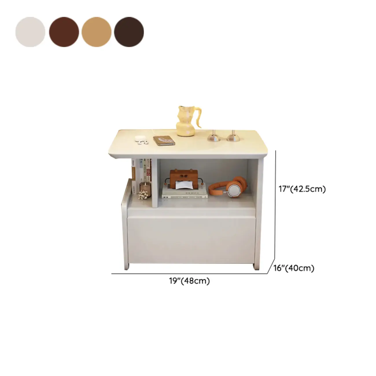 Classic Wooden Nut-Brown Nightstand with Drawer & Shelf Image - 17 | homeyfad