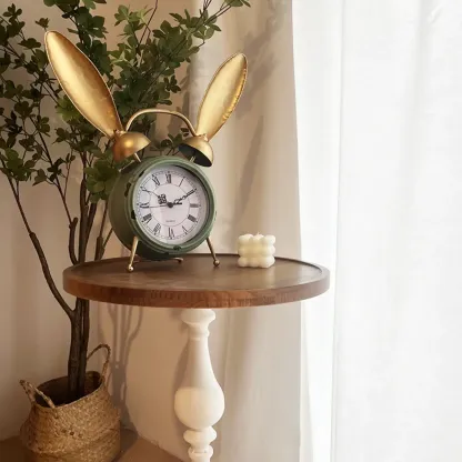 Classic Brown-White Wood Round Pedestal Chairside Table Image - 6