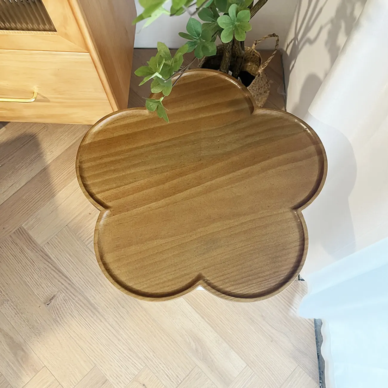 Classic Brown-White Wood Round Pedestal Chairside Table Image - 8 | homeyfad