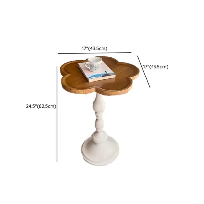 Classic Brown-White Wood Round Pedestal Chairside Table Image - 16