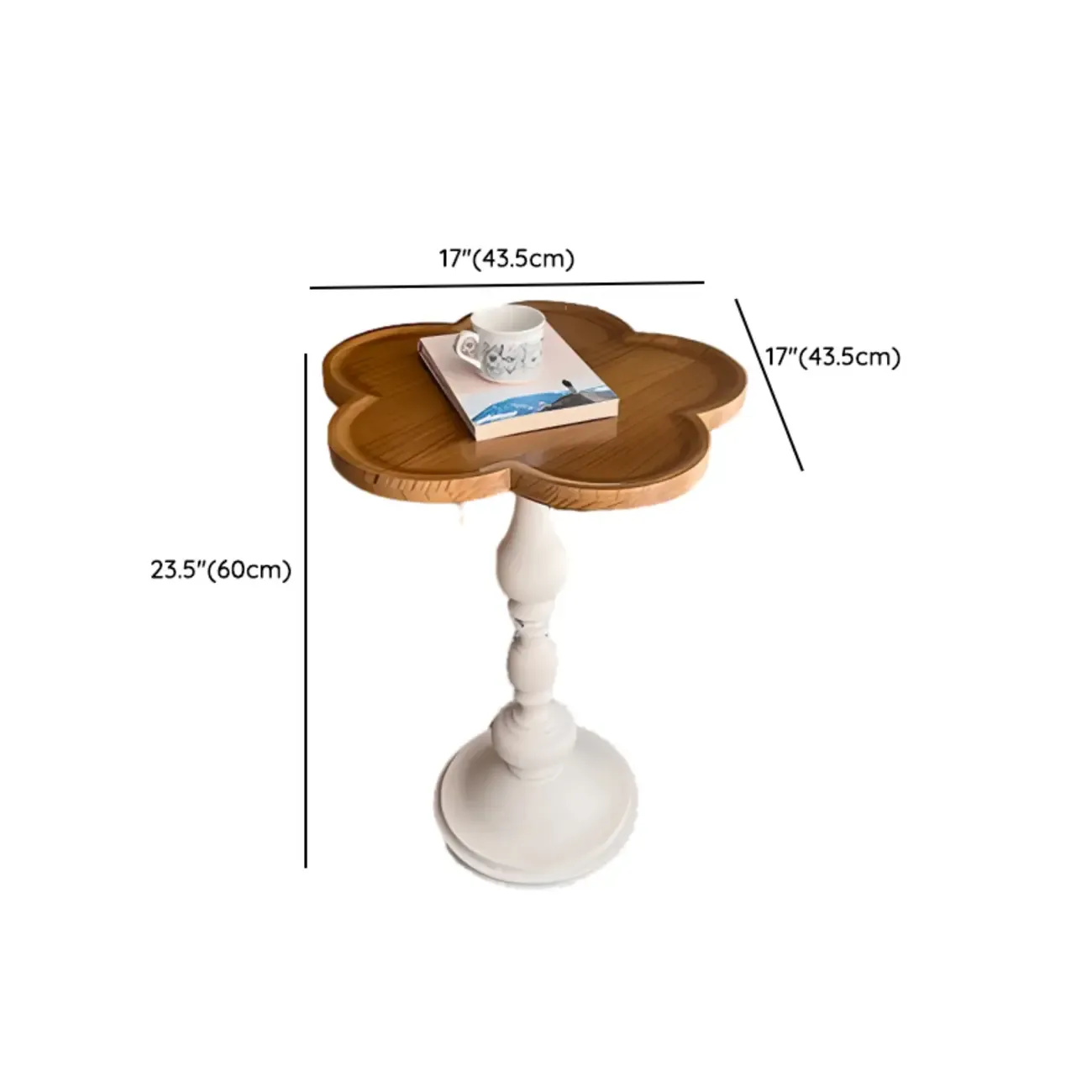 Classic Brown-White Wood Round Pedestal Chairside Table Image - 17