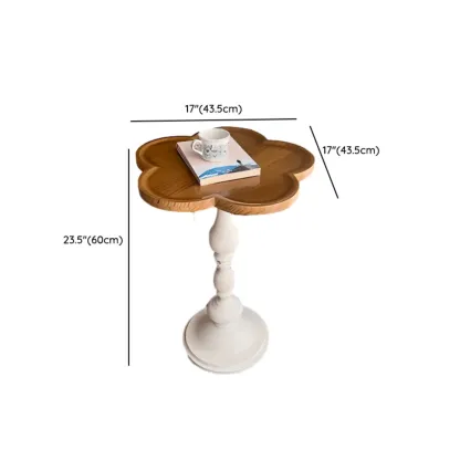 Classic Brown-White Wood Round Pedestal Chairside Table Image - 17