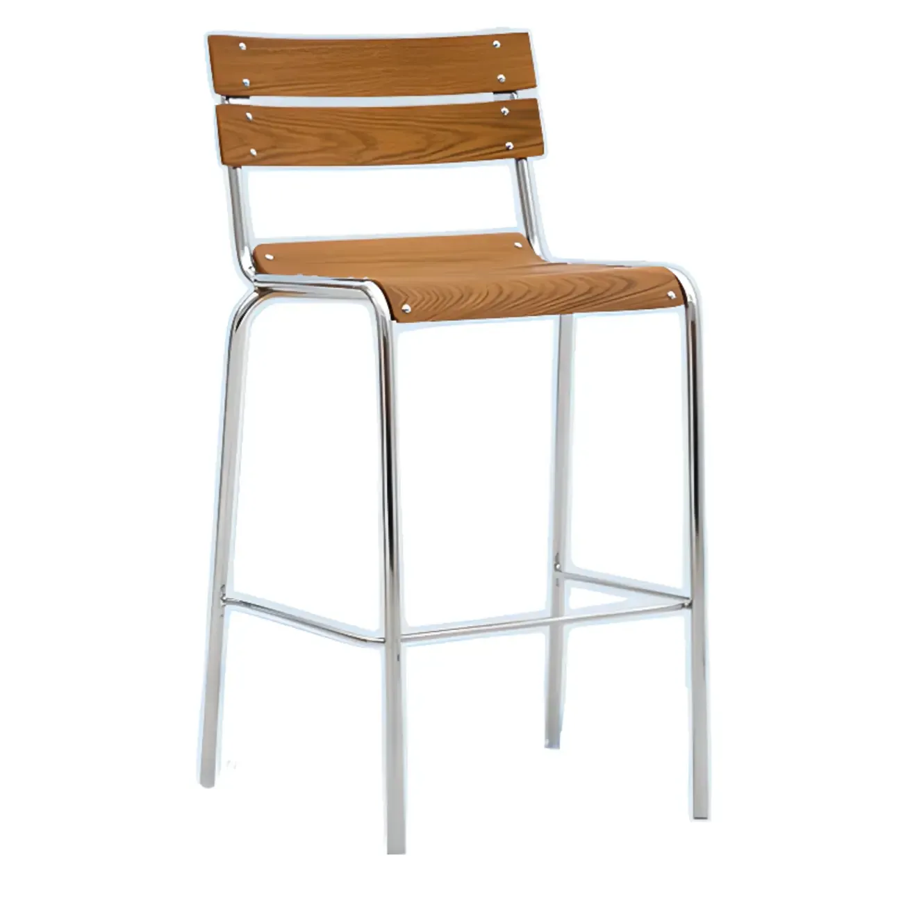 Industrial Brown Wood Rectangle Stackable Bar Stools with Back Image - 11