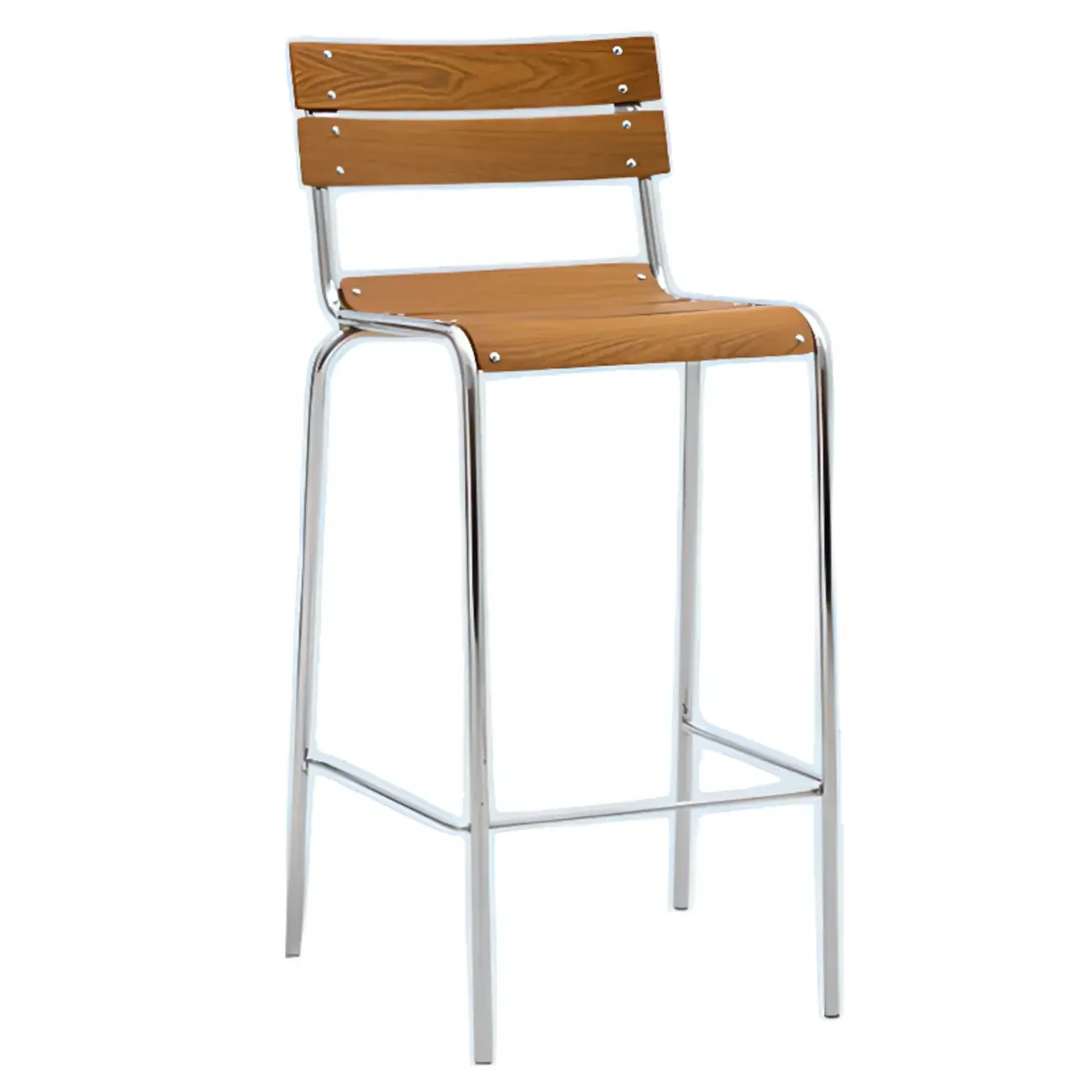 Industrial Brown Wood Rectangle Stackable Bar Stools with Back Image - 15